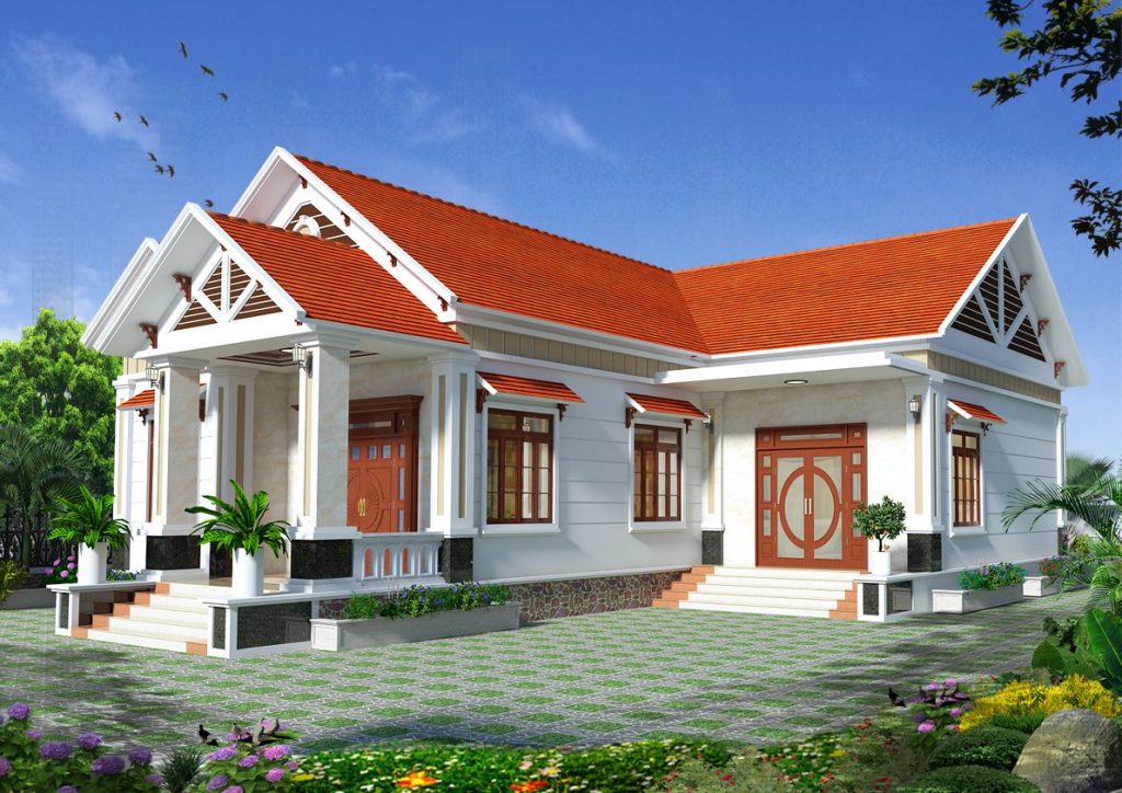 Phong cách biệt thự 1 tầng mái thái chữ L