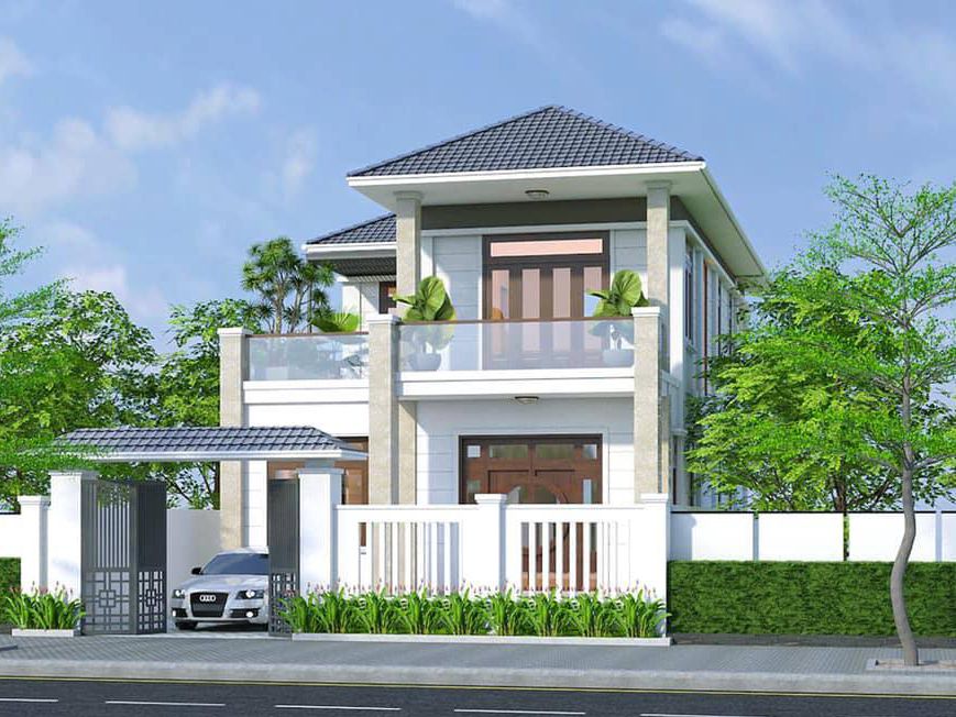 Phong cách biệt thự hiện đại mái thái 2 tầng mang lại sự  ấm cùng và gần gũi